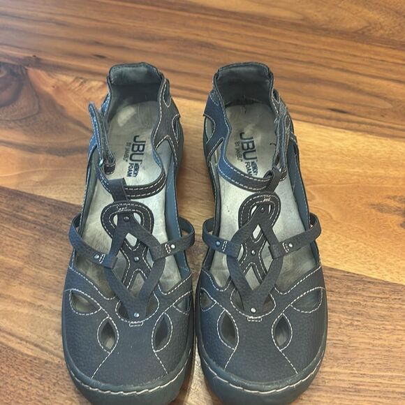 JBU Women’s Charcoal Strappy Mary Jane Memory Foam Sandals Size 8.5 - Picture 5 of 9